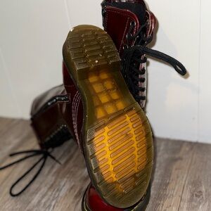 Red doc marten Lace-Up Boots with Black Laces